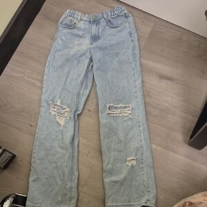 Stylish Light Blue Distressed Women's Jeans